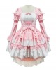 Pink Long Sleeves Cotton Cosplay Maid Costume