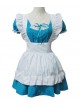 Blue Short Sleeves Cotton Cosplay Maid Costume