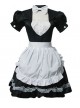 Black Short Sleeves Lace Cotton Cosplay Maid Costume