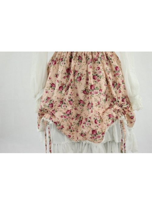 Sweet Pink Floral Lace Trim Cotton Lolita Dress