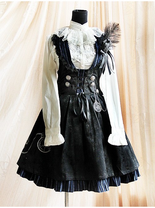 Black Stylish 100% Cotton Women Lolita Dress