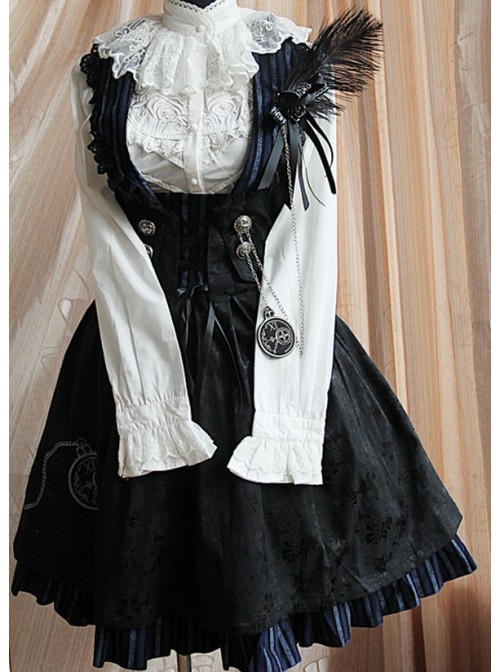 Black Stylish 100% Cotton Women Lolita Dress