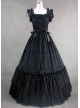 Classic Black Sleeveless Lolita Dress With Ruffled Ribbon Cotton