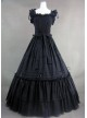 Classic Black Sleeveless Lolita Dress With Ruffled Ribbon Cotton