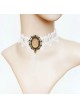 White Sweet Lace Gemstone Lolita Necklace