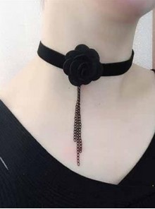 Black Cute Floral Lolita Necklace