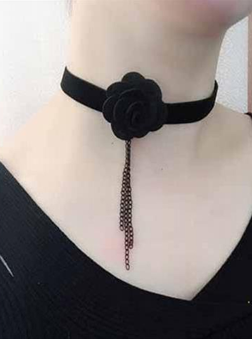 Black Cute Floral Lolita Necklace