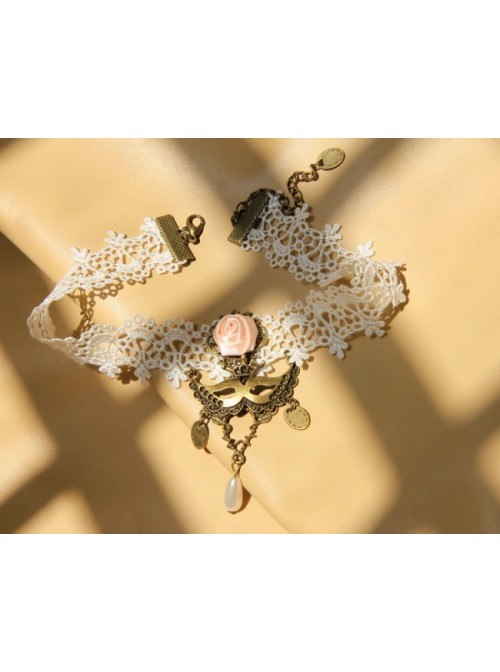 White Retro Lace Queen Lolita Necklace