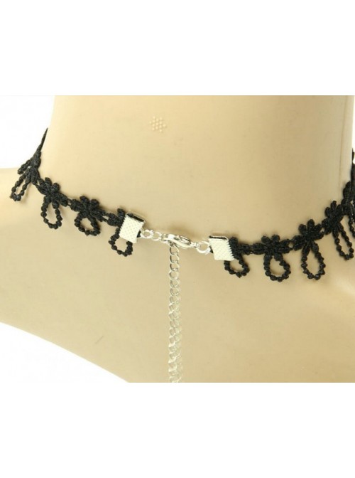 Concise Black Floral Metal Chain Lolita Necklace