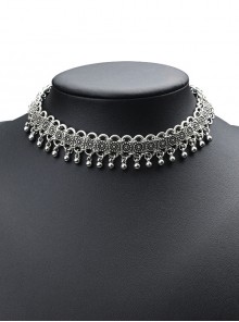 Silver Tassel Pendant Pure Alloy Necklace