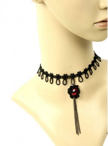 Charming Black Lace Floral Lolita Necklace