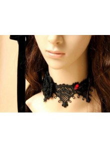 Black Lace Floral Lolita Necklace