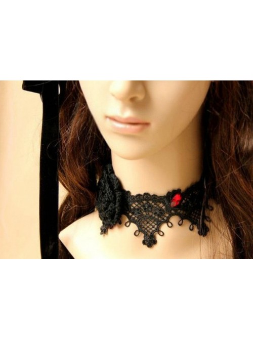 Black Lace Floral Lolita Necklace