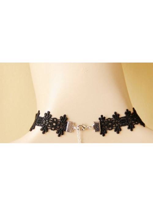 Decent Black Lace Metal Chain Lolita Necklace