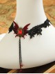 Gothic Black Lace Red Butterfly Lolita Necklace