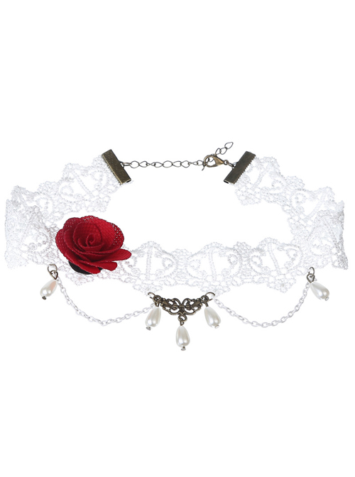 Pretty White Lace Floral Lolita Necklace