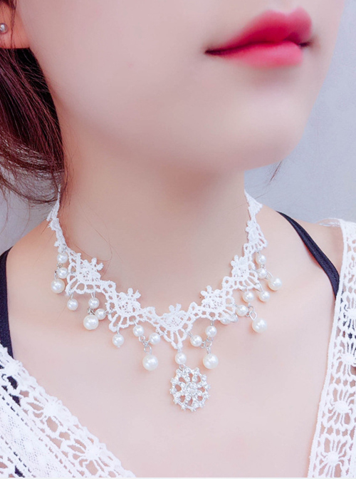 Pretty Concise White Lace Lolita Necklace