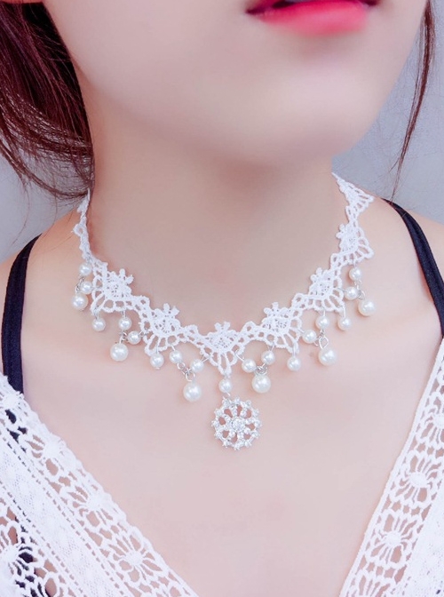 Pretty Concise White Lace Lolita Necklace