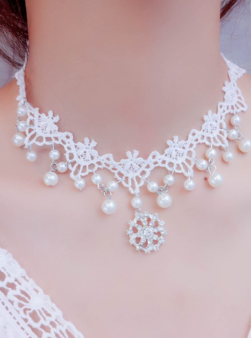 Pretty Concise White Lace Lolita Necklace