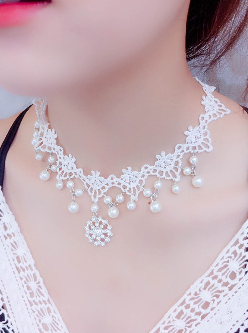 Pretty Concise White Lace Lolita Necklace