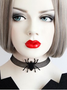 Halloween Spider Black Lace Gothic Lolita Necklace