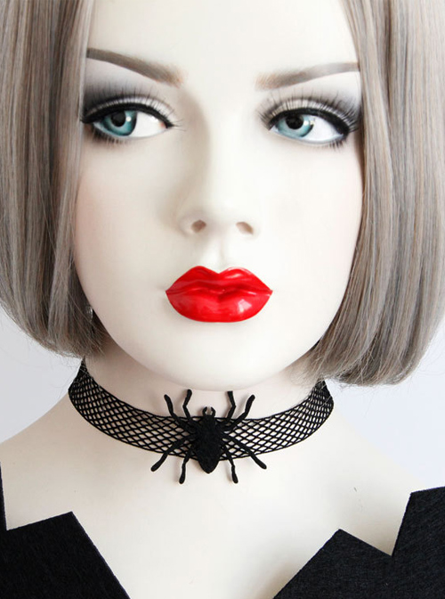 Halloween Spider Black Lace Gothic Lolita Necklace