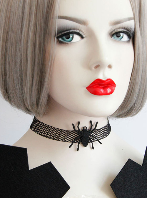 Halloween Spider Black Lace Gothic Lolita Necklace