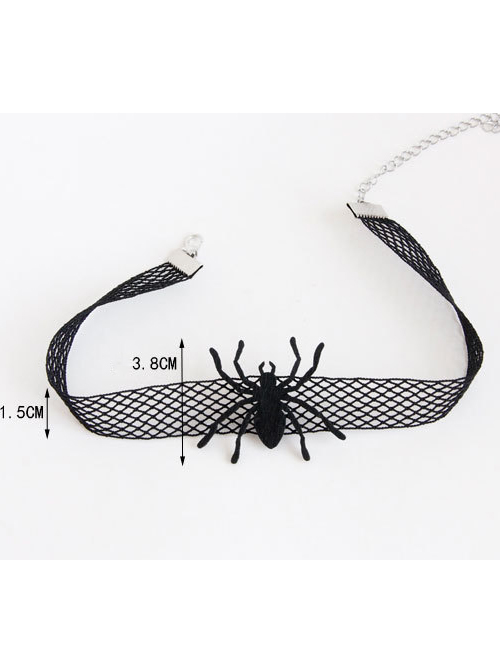 Halloween Spider Black Lace Gothic Lolita Necklace