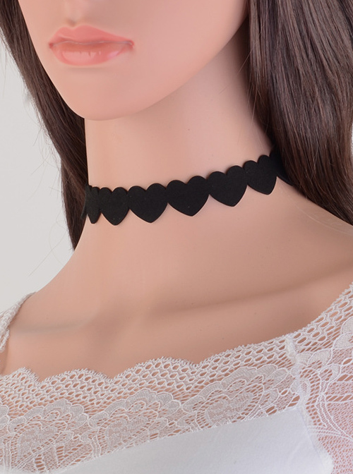 Cute Black Velvet Heart Lolita Neckband