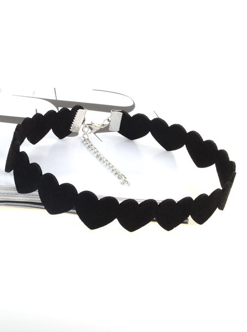 Cute Black Velvet Heart Lolita Neckband