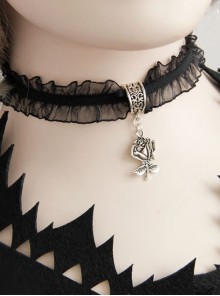 Pretty Black Rose Pendant Lolita Choker