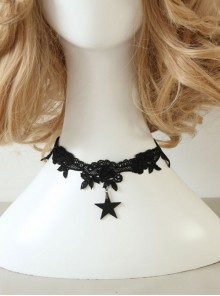 Gothic Black Lace Star Pendant Lolita Necklace