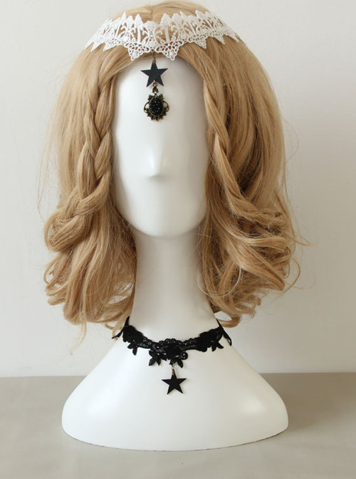 Gothic Black Lace Star Pendant Lolita Necklace