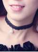 Black Lace Pearl Pendant Girls Lolita Choker