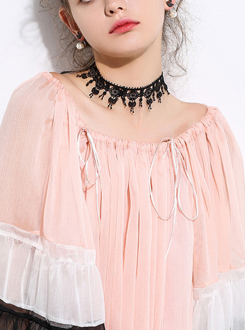 Concise Retro Black Lace Bowknot Girls Lolita Necklace