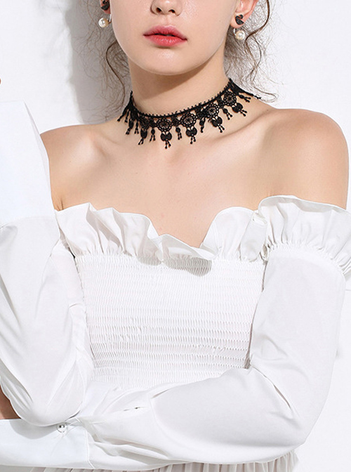 Concise Retro Black Lace Bowknot Girls Lolita Necklace