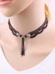 Concise Black Lace Metal Chain Tassel Girls Lolita Necklace