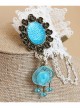 Gorgeous Palace White Lace Blue Pendant Necklace