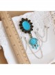 Gorgeous Palace White Lace Blue Pendant Necklace