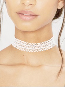 White Lace Elegant Girls Lolita Choker