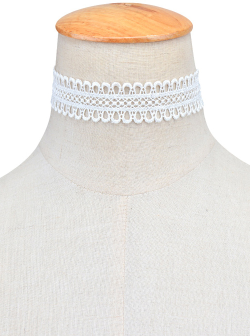 White Lace Elegant Girls Lolita Choker