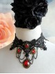 Gorgeous Black Lace Red Gemstone Gothic Lolita Necklace