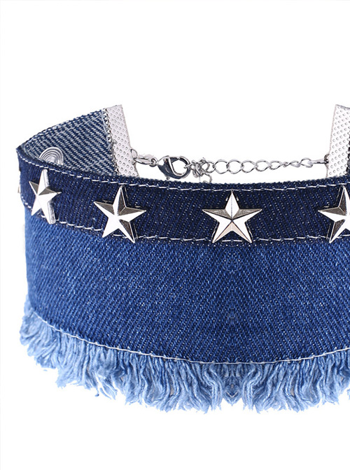 Denim Cloth Five-pointed Star Decoration Lady Lolita Necklace