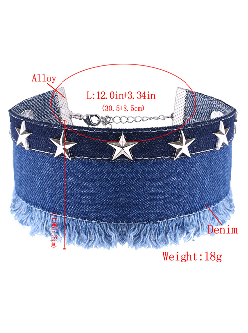 Denim Cloth Five-pointed Star Decoration Lady Lolita Necklace