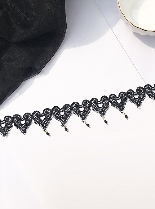 Gothic Heart Shaped Black Lace Cute Lolita Necklace