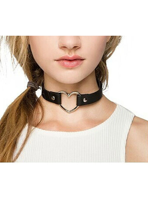 Cute Black PU Leather Button Girls Lolita Neckband