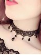 Concise Black Lace Beaded Gothic Lolita Choker