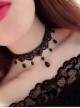 Concise Black Lace Beaded Gothic Lolita Choker