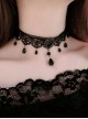 Concise Black Lace Beaded Gothic Lolita Choker