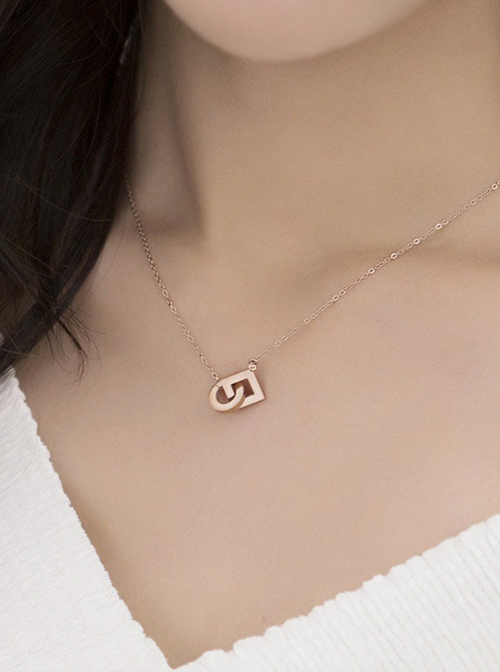 Concise Rose Gold Pendant Retro Necklace